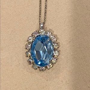 Aquamarine and Silver Costume jewelry necklace
